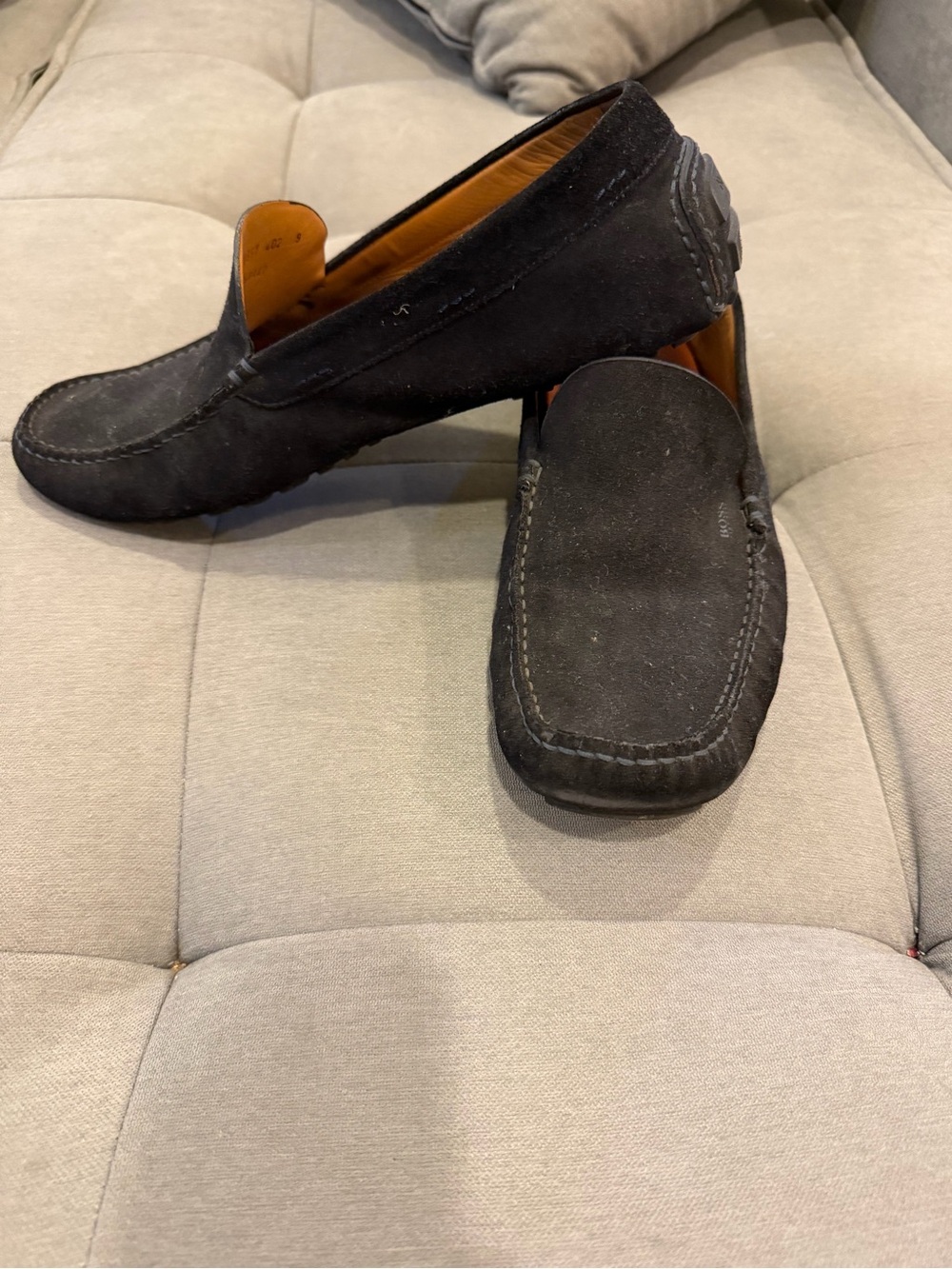 Boss Black Suede Slip-On Loafers
